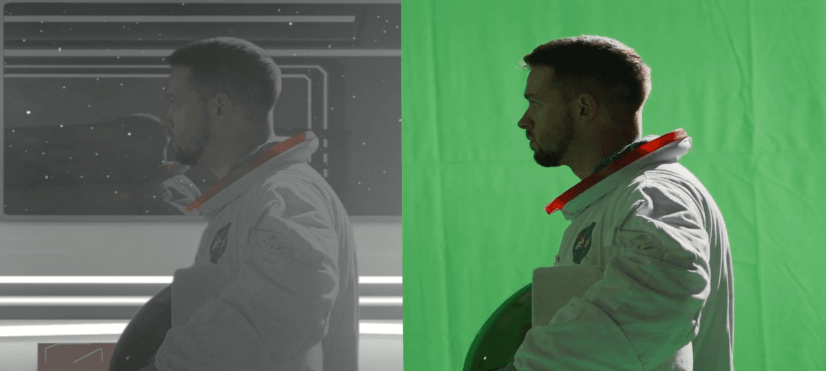 Astronaut with and without green screen