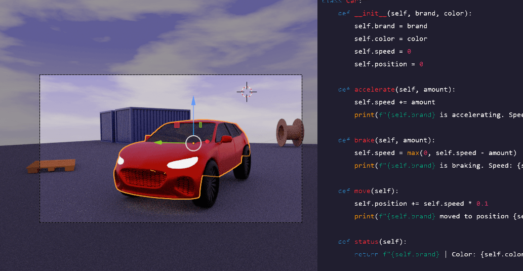 Car in code editor